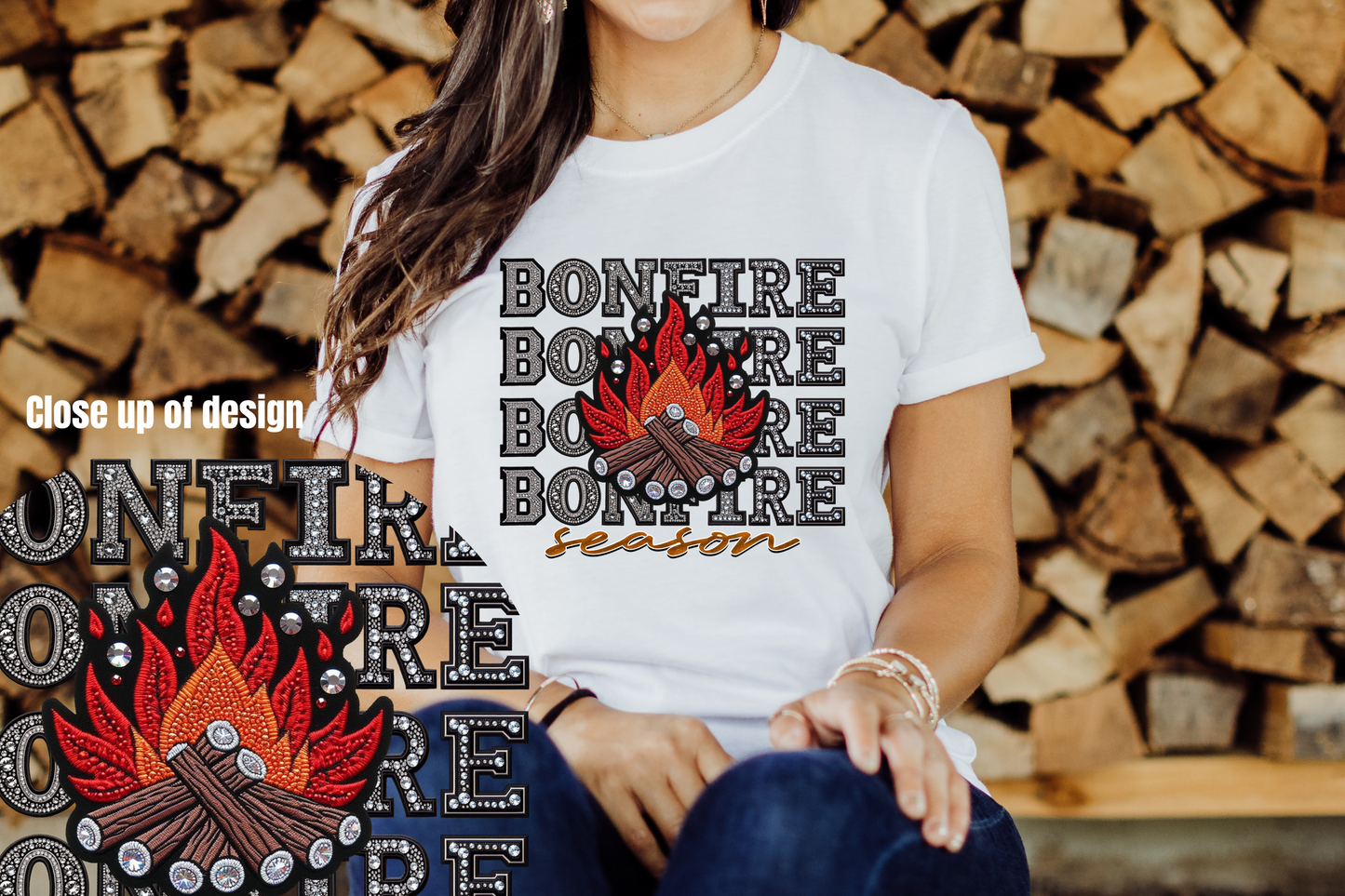 Bonfire Season Rhinestone T-shirt