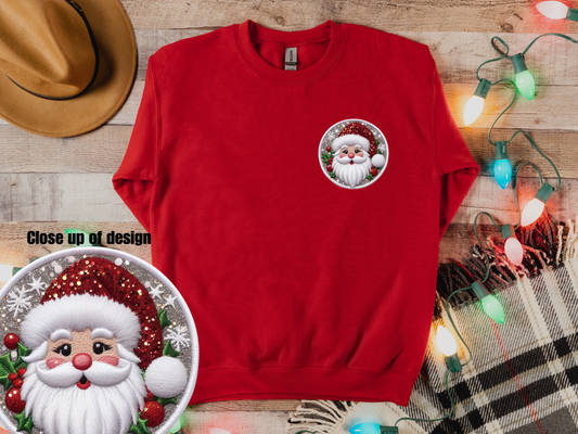 Faux Glitter Santa Crewneck Sweatshirt