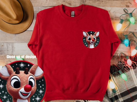 Red Nosed Reindeer Crewneck Sweatshirt