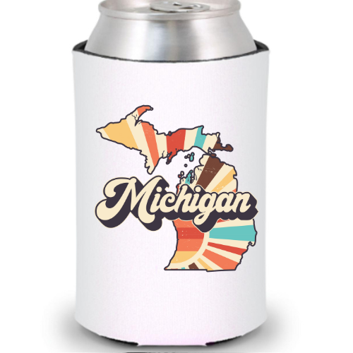 Retro Michigan Can Cooler