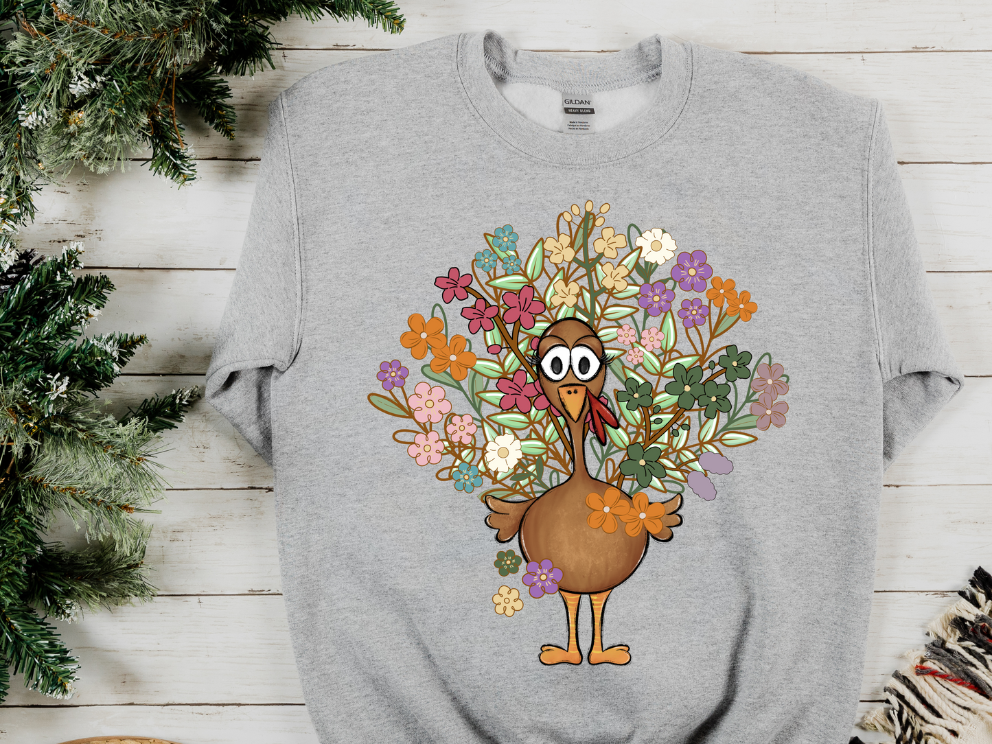 Floral Turkey Crewneck Sweatshirt