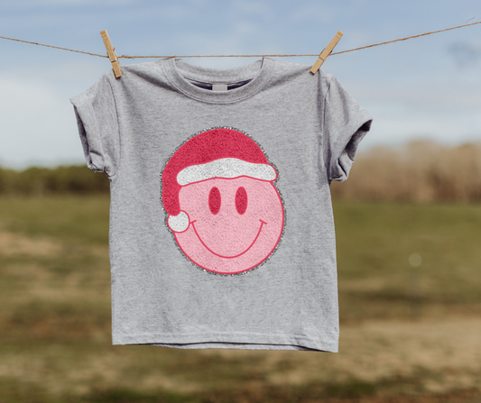 Muted Pink Smiley Santa T-shirt