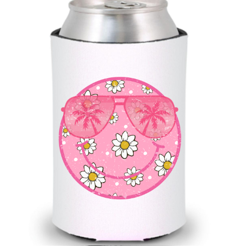 Pink Smiley Can Cooler